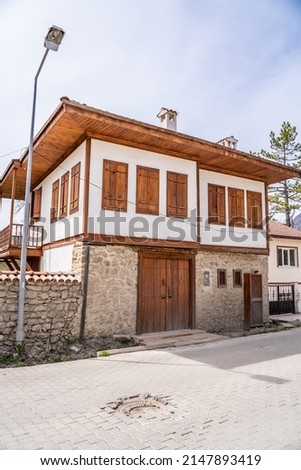 Traditional ottoman house in Safranbolu.historical stone stairs and old ottoman mansion. Safranbolu UNESCO World Heritage Site. Old wooden mansion. Ottoman architecture Royalty-Free Stock Photo #2147893419