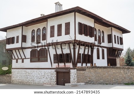 Traditional Ottoman house in Safranbolu. Safranbolu UNESCO World Heritage Site. Old wooden mansion turkish architecture. Wooden ottoman mansion Royalty-Free Stock Photo #2147893435