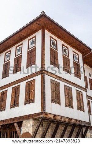 Traditional ottoman house in Safranbolu.historical stone stairs and old ottoman mansion. Safranbolu UNESCO World Heritage Site. Old wooden mansion. Ottoman architecture Royalty-Free Stock Photo #2147893823