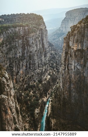 Tazi canyon landscape in Turkey aerial view mountain rocks and river wilderness nature scenery travel destinations