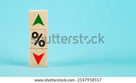 Cube block with percentage symbol icon. Interest rate financial