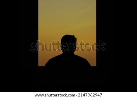 man alone looking  window and silhouette