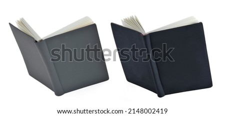 Open book with  cover on white background Royalty-Free Stock Photo #2148002419