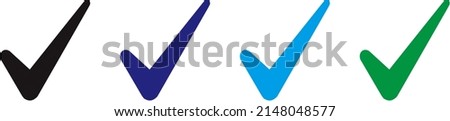 Check mark right or correct icon. Different colors checklist vector design. Check-mark icon for business, office, poster, and web designs. Royalty-Free Stock Photo #2148048577