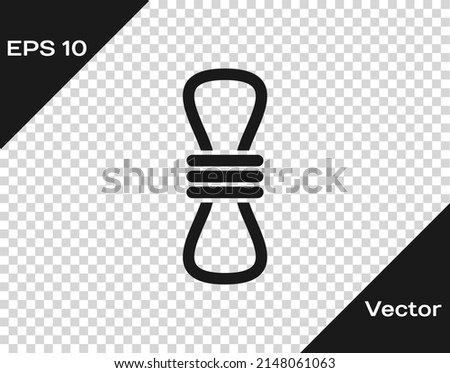 Black Climber rope icon isolated on transparent background. Extreme sport. Sport equipment. Vector Illustration