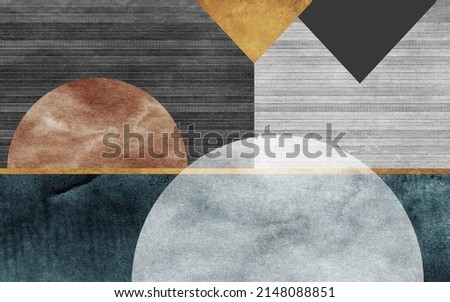 Geometric background abstract art background. Luxurious Oriental style watercolor background, line art and brush texture. Wallpaper design for prints, carpets, banners, decorative paintings, wall art  Royalty-Free Stock Photo #2148088851
