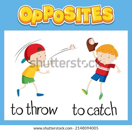 Opposite English words for kids illustration