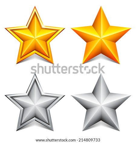 Collection of two golden and two silver stars.