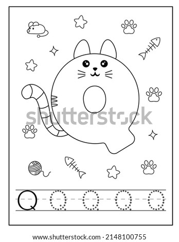 Cat style alphabet coloring page for toddlers
