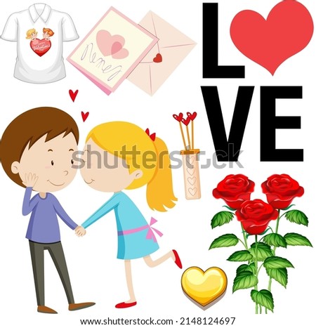 Valentine theme with boy and girl illustration