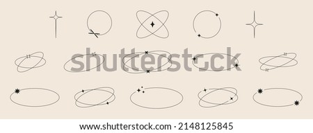 Boho Geometry shapes with stars. Vector illustration. Celestial forms Logo Design, Alchemy Symbol, Mystic Signs Isolated