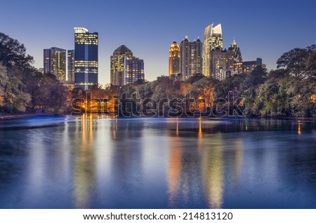Atlanta, Georgia, USA midtown skyline from Piedmont Park.