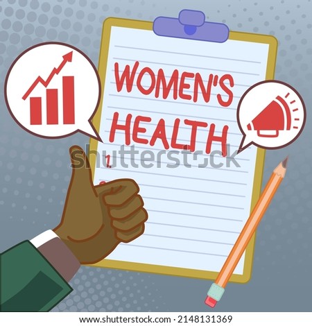 Text sign showing Women S Health. Conceptual photo Women s is physical health consequence avoiding illness Hands Thumbs Up Showing New Ideas. Palms Carrying Note Presenting Plans