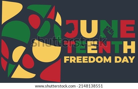 Juneteenth Freedom Day. African-American Independence Day, June 19. Juneteenth Celebrate Black Freedom. T-Shirt, banner, greeting card design. Vector ilustration. EPS 10