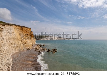 A Sussex Coastal Landscape of the Seven Sisters Cliffs Royalty-Free Stock Photo #2148176693