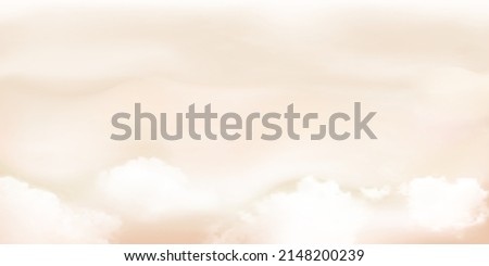 Panorama Clear beige sky and white cloud detail  with copy space. Sky Landscape Background.Summer heaven with colorful clearing sky. Vector illustration. Sky clouds background.