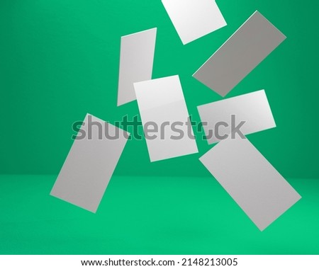 Businesscards falling in a mess mockup template