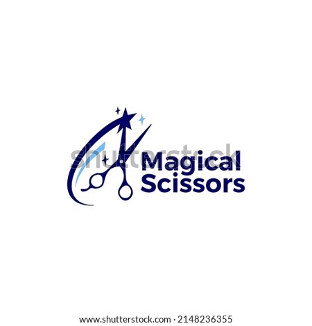 Magical Scissors Logo Vector Icon Illustration