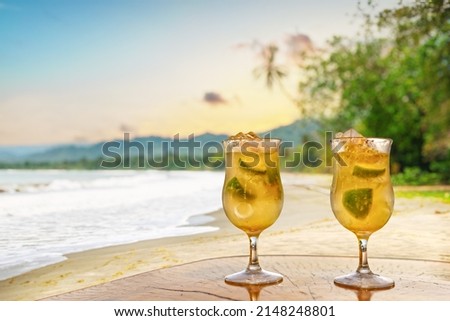 two mojitos with blur background