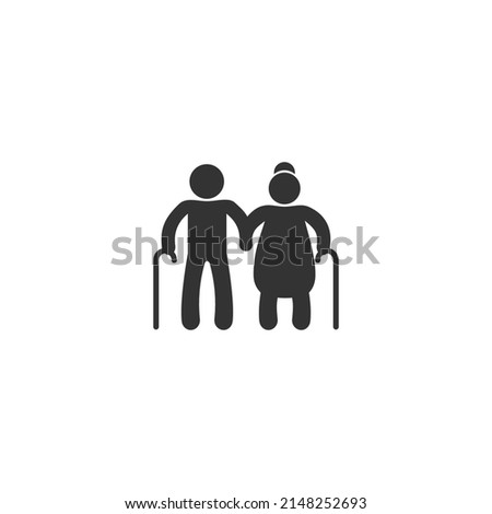 Older Couple Icon Flat Sign Vector Graphic