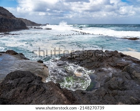 Roque Prieto pools in the north of Grand Canary island, Canary Islands, Spain. Royalty-Free Stock Photo #2148270739