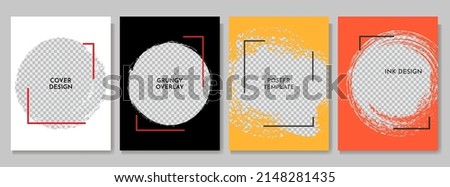 Vector illustration. Grunge overlay. Hand drawn abstract frames set. Ink brush strokes mess. Retro vintage background collection. Design elements for poster, magazine, book cover, flyer, layout Royalty-Free Stock Photo #2148281435