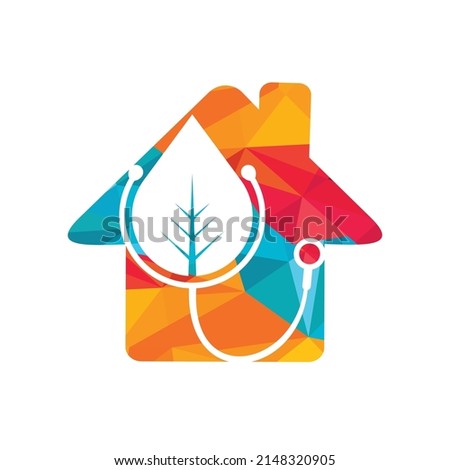Health stethoscope vector logo design. Stethoscope with leaf icon vector design.	