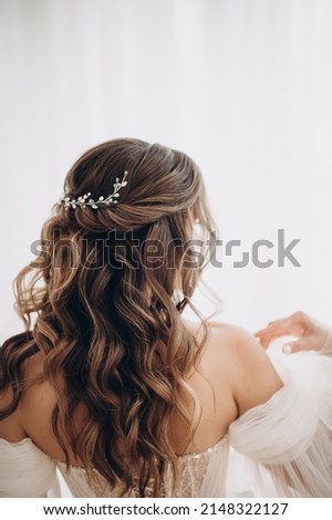 bridal hairstyle with curly hair Royalty-Free Stock Photo #2148322127