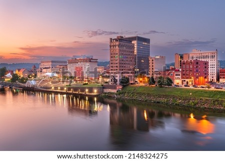 Charleston, West Virginia, USA skyline on the Kanawha River at dusk. Royalty-Free Stock Photo #2148324275