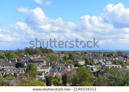 The beautiful English town of Bradford on Avon seen from a high vantage point