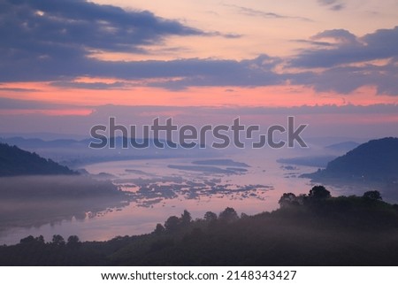 Phu Huay Isan scenic mist ,a viewpoint with beautiful views of the mountains and the spectacular sea of fog over the Mekong River(Thai-Laos border).
Nong Khai province,Thailand Royalty-Free Stock Photo #2148343427