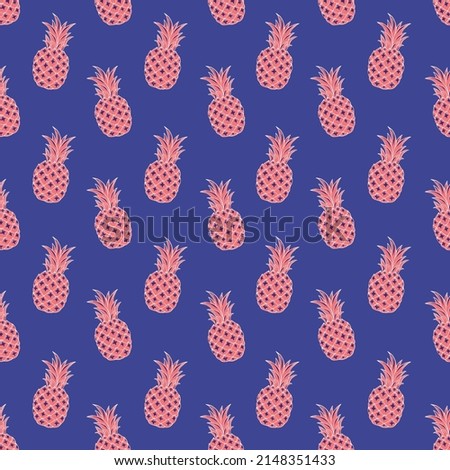 Tropic vector seamless pattern with pineapple. Summer decoration print for wrapping, wallpaper, fabric. Seamless vector texture.