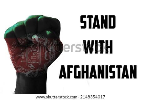 Solidarity With Afghanistan Abstract Background with Painted Fist Flag. Patriotic and togetherness concept. Standing with Afghanistan backdrop
