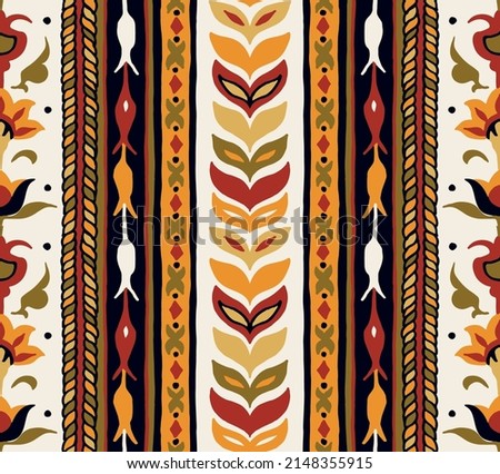 Tribal vector seamless Navajo pattern. Hand drawn abstract background.Ukrainian pattern Ukrainian patternGeometric damascus ornament. Ikat border. Ethnic embroidery with leaves and monograms. Tribal v
