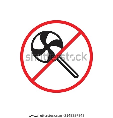 No sweets line icon. Diabetic prohibition sign vector illustration