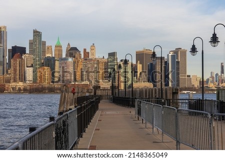boardwalk on Hudson river. Manhattan, NY 