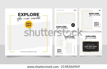 Travel sale banner and social media post template. Royalty-Free Stock Photo #2148366969