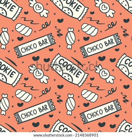 Hand drawn vintage candy seamless background