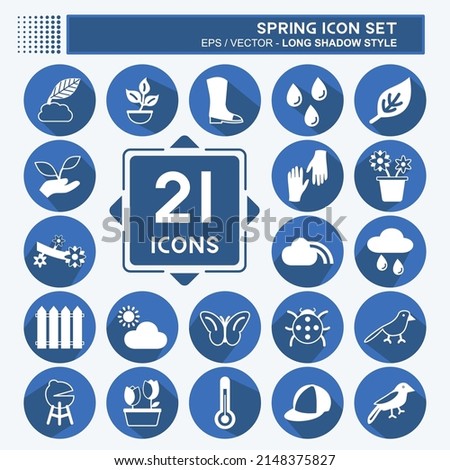 Spring Icon Set. suitable for Spring symbol. long shadow style. simple design editable. design template vector. simple symbol illustration