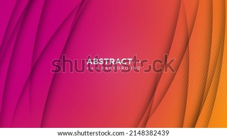Modern abstract gradient orange and purple background concept with gold line and halftone decoration. Background with copy space