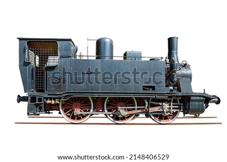 old steam locomotive isolated on white background Royalty-Free Stock Photo #2148406529