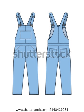Denim overall jumpsuit vector template illustration Royalty-Free Stock Photo #2148439231