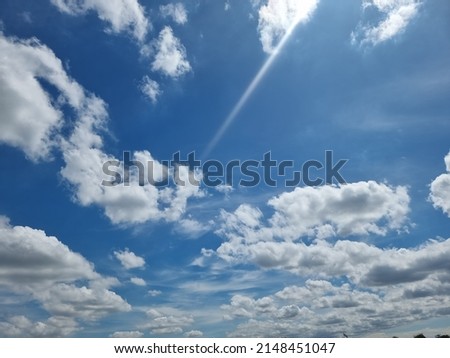Natural daylight and white clouds floating on blue sky.concept for wallpaper, riverscape, background