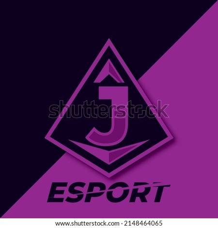 Letter J esport logo, triangle esport logo design template, badge esport logo illustration vector