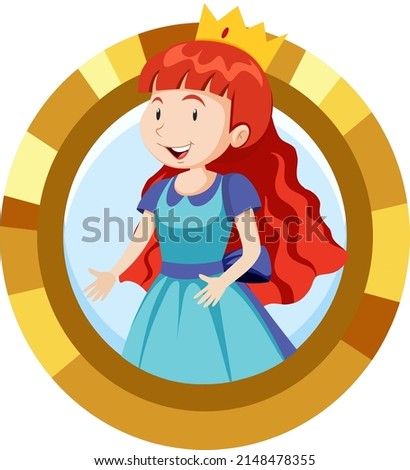 Cute princess cartoon character illustration