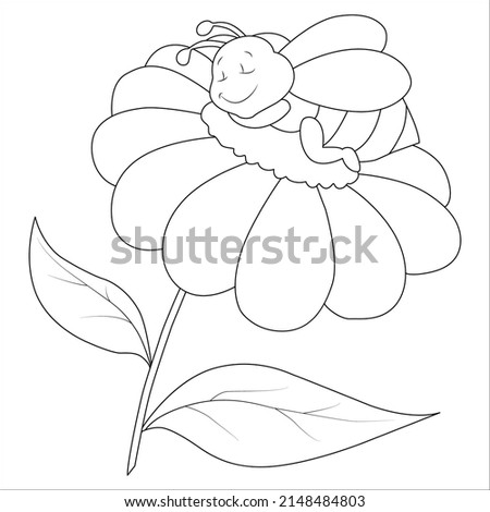 Flowers bouquet coloring book page. Coloring books page for adults or children. Flat Vector Illustration