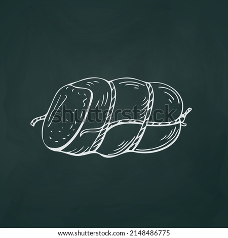 Sausage thin white lines on a textural dark background - Vector illustration