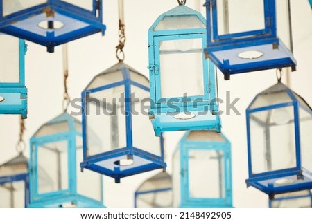Different types of lanterns outdoors