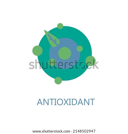 Antioxidant icon. Health benefits molecule, natural vitamins sources, vector isolated illustration for bio organic detox super food advertising, wellness apps. Healthy eating, antiaging dieting. Royalty-Free Stock Photo #2148502947
