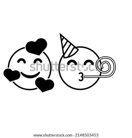 Lovely Anniversary emoji outline clip art illustration